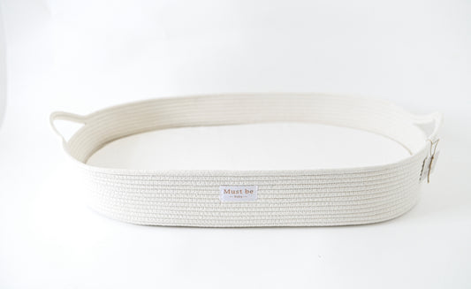 Panier à langer en coton meringue (Matelas inclus)